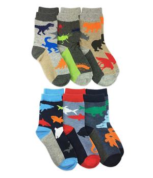商品Jefferies Socks | Boys' Little Fun Assorted Animals Pattern Cotton Crew Socks 6 Pair Pack,商家Zappos,价格¥113图片