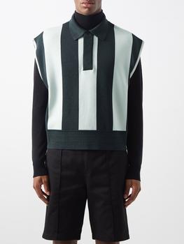AMI | Striped cotton-blend sweater vest商品图片,6折