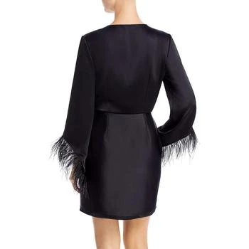 Wayf | Womens Faux Feather Trim Mini Wrap Dress 4.3折