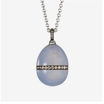 推荐Fabergé Heritage 18K White Gold and Sterling Silver, Diamond and Chalcedony Pendant Necklace 190FP341/2商品