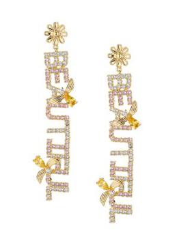 Eye Candy LA | The Luxe Bee Beautiful 18K Goldplated & Crystal Drop Earrings商品图片,5折