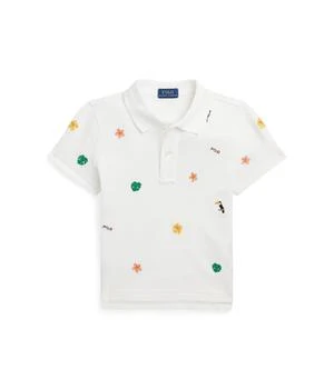 Ralph Lauren | Tropical-Embroidery Mesh Boxy Polo Shirt (Big Kids) 6.8折