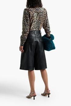 推荐Ruffle-trimmed leopard-print organic cotton-poplin blouse商品