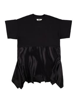 MM6 | Cotton Jersey & Satin T-shirt Dress商品图片,3.9折