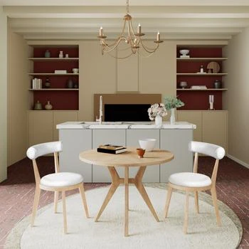 Streamdale Furniture | Streamdale Mid-Century Round Dining Set: Table & 2 Chairs, Oak Finish,商家Premium Outlets,价格¥4429