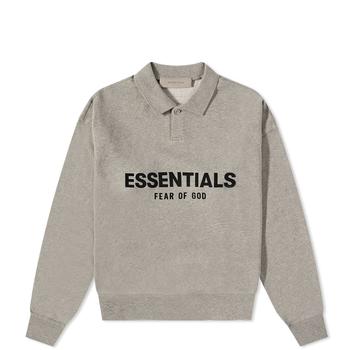 商品Essentials | FEAR OF GOD ESSENTIALS Kids Logo Long Sleeve Polo - Dark Oatmeal,商家END. Clothing,价格¥494图片