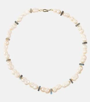 推荐9kt gold pearl beaded necklace with labradorites商品
