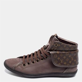 lv长筒靴, [二手商品] Louis Vuitton | Louis Vuitton Brown Monogram Canvas & Nubuck Leather Brea Sneaker Boots Size 37商品图片 8.3折, 满1件减$100, 满减