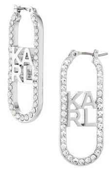 Karl Lagerfeld Paris | Crystal Logo Oval Hoop Earrings,商家Nordstrom Rack,价格¥105