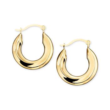 商品Small Polished Tube Hoop Earrings in 10k Gold and White Gold图片