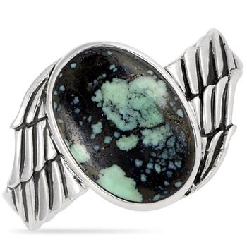 商品LB Exclusive | King Baby Silver and Spotted Turquoise Wing Top Hat Cuff Bracelet Size 7.5,商家Jomashop,价格¥6296图片