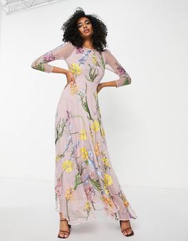 ASOS EDITION garden floral embroidered maxi dress in pink product img