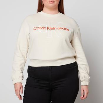 推荐Calvin Klein Jeans Women's Plus Two Tone Monogram Crew Neck Sweatshirt - Eggshell商品