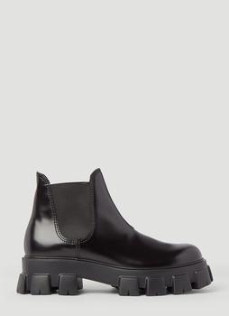 Prada | Monolith Leather Chelsea Boots in Black商品图片,