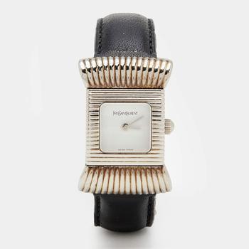 推荐Yves Saint Laurent White Stainless Steel Leather Bow Women's Wristwatch 19 mm商品