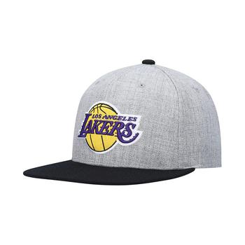 Mitchell and Ness | Men's Heathered Gray and Black Los Angeles Lakers Heathered Underpop Snapback Hat商品图片,