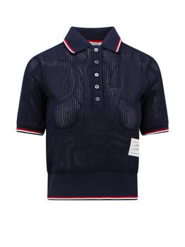 Thom Browne | Thom Browne Stripe Detailed Knitted Polo Shirt商品图片,4.3折