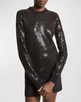 Michael Kors | Sequin-Embellished Crew-Neck Cashmere Pullover商品图片,