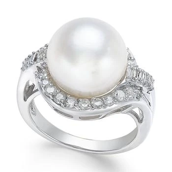 Macy's | Cultured South Sea Pearl (12mm) and Diamond (5/8 ct. t.w.) Ring in 14k White Gold,商家Macy's,价格¥9290