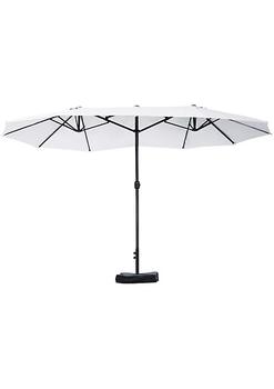 商品Outsunny | 15' Steel Rectangular Outdoor Double Sided Market Patio Umbrella with UV Sun Protection and Easy Crank Beige,商家Belk,价格¥1509图片