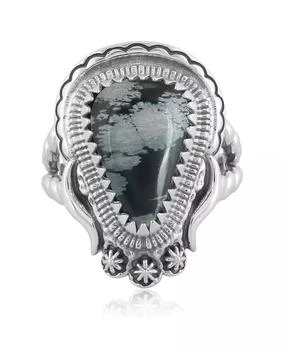 American West Jewelry | Sterling Silver Snowflake Obsidian Split Shank Rope Ring, Size,商家Macy's,价格¥766