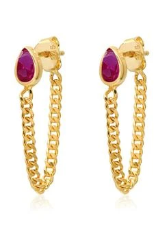 Gabi Rielle | GABBI RIELLE 14K Gold Plated Sterling Silver & Pink Sapphire Chain Drop Earrings,商家Nordstrom Rack,价格¥323