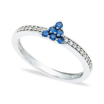 Macy's | Blue Sapphire (1/4 ct. t.w.) Diamond (1/20 ct. t.w.) Stackable ring  in Sterling Silver,商家Macy's,价格¥655
