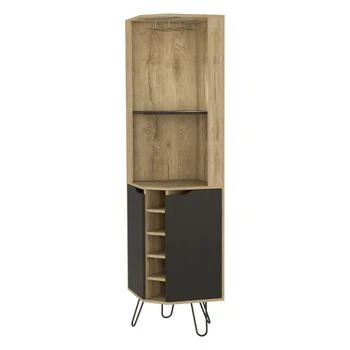 FM Furniture | Grace Corner Bar Cabinet, Six Wine Cubbies, Four Shelves, Door, Two Shelves,商家Verishop,价格¥2472