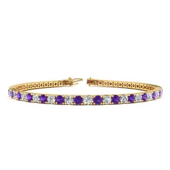 SSELECTS | 4 Carat Amethyst And Diamond Tennis Bracelet In 14 Karat Yellow Gold, 7 Inches,商家Premium Outlets,价格¥16390