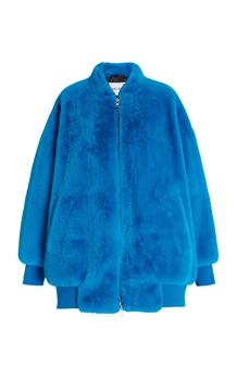 推荐Stand Studio - Women's Iman Faux Fur Bomber Jacket - Blue - EU 36 - Moda Operandi商品