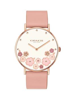 Coach | Perry Rose Goldtone Leather Strap Watch商品图片,7折