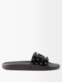 推荐V-Logo Rockstud rubber slides商品