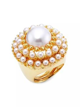 Kenneth Jay Lane | 22K Gold-Plated & Faux Pearls Ring,商家Saks Fifth Avenue,价格¥1121