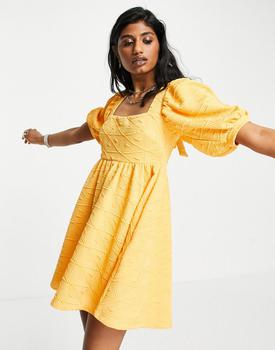 product Free People violet textured smock dress in bright marigold image