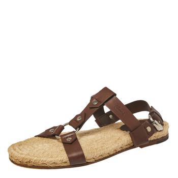 男士休闲古驰, [二手商品] Gucci | Gucci Brown Leather Espadrille Sandal Size 44商品图片 8折, 满1件减$100, 满减