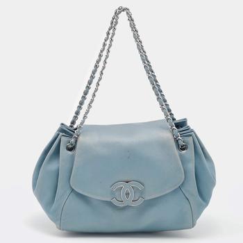 chanel包, [二手商品] Chanel | Chanel Light Blue Leather Sensual CC Accordion Flap Bag商品图片 7.7折, 满1件减$100, 满减