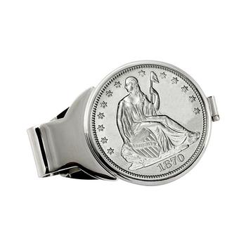 推荐Men's Silver Seated Liberty Half Dollar Coin Money Clip商品