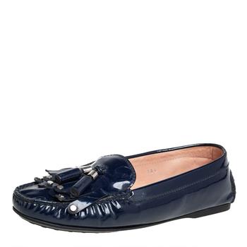 [二手商品] Tod's | Tod's Blue Patent Leather Slip On Loafers Size 38.5商品图片,5.6折