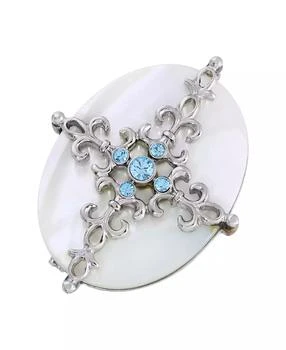 2028 | Silver-Tone Aqua and Imitation Pearl Cross Brooch,商家Macy's,价格¥335