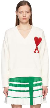 美国ami毛衣, AMI | White Ami De Cœur Sweater商品图片 5.3折
