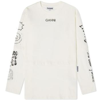 推荐GANNI Long Sleeve Icon Symbols Top商品