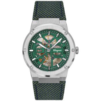 推荐Men's Swiss Automatic F-80 Skeleton Limited Edition Green PET Strap Watch 41mm商品