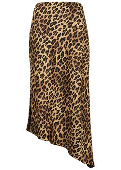 推荐Maeve leopard-print satin midi skirt商品