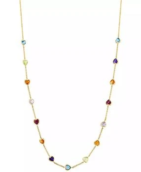 Effy | EFFY® Multi-Gemstone (4-1/2 ct. t.w.) Heart 18" Station Necklace in 14k Yellow Gold,商家Macy's,价格¥19067