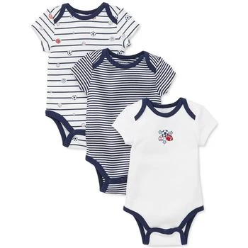 Little Me | Baby Boys Cotton Sports Star Bodysuits, Pack of 3 独家减免邮费