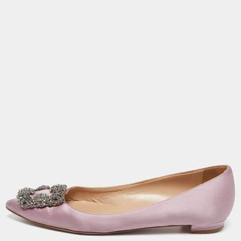 Manolo Blahnik长筒靴, [二手商品] Manolo Blahnik | Manolo Blahnik Lilac Satin Hangisi Ballet Flats Size 35.5商品图片 6.5折, 满1件减$100, 满减