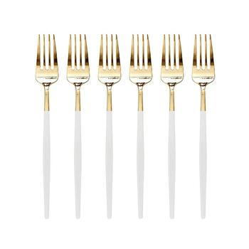 商品Gold with White Handle Moderno Disposable Plastic Dinner Forks (240 Forks)图片
