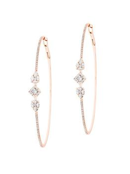 商品Delicatesse 18K Rose Gold & Diamond Hoop Earrings图片