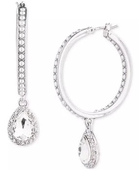 Givenchy | Silver-Tone Pear-Shape Crystal Halo Charm Imitation Pearl Hoop Earrings,商家Macy's,价格¥156