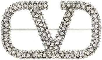 Valentino | Silver VLogo Signature Brooch,商家Ssense US,价格¥4249